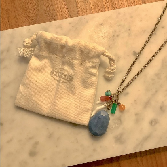 Fossil Necklace with Blue and Green Accents - Picture 1 of 2